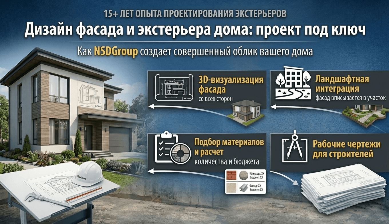 Дизайн фасаду та екстер'єру будинку — проєкт під ключ