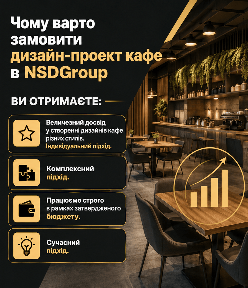 Інтер'єр кафе «під ключ» від NSDGroup