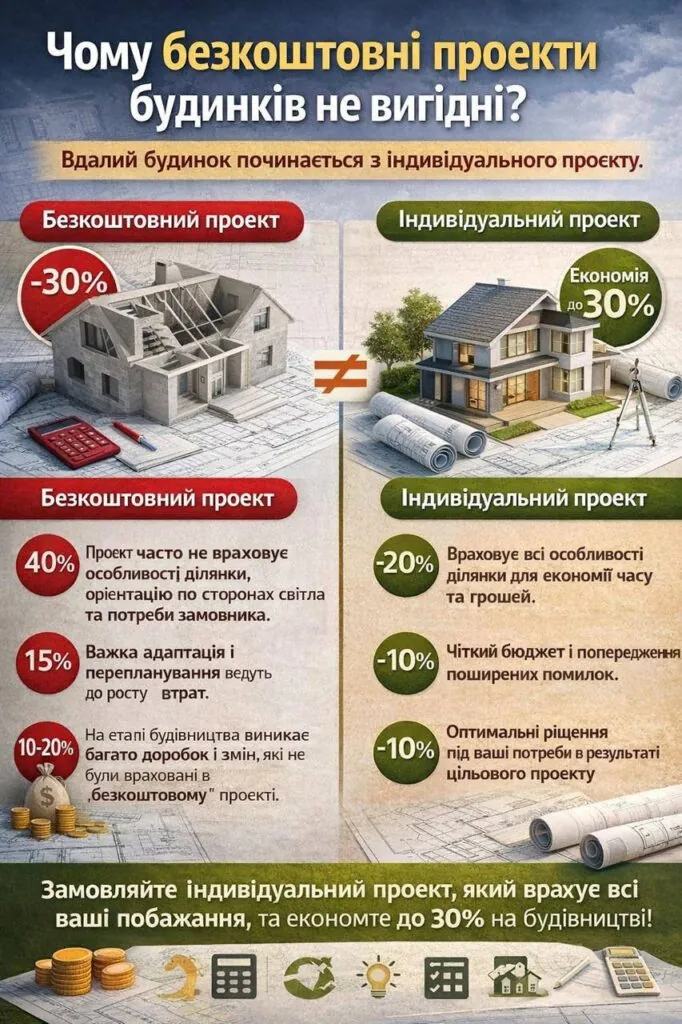 Безкоштовні проекти  будинків не вигідні