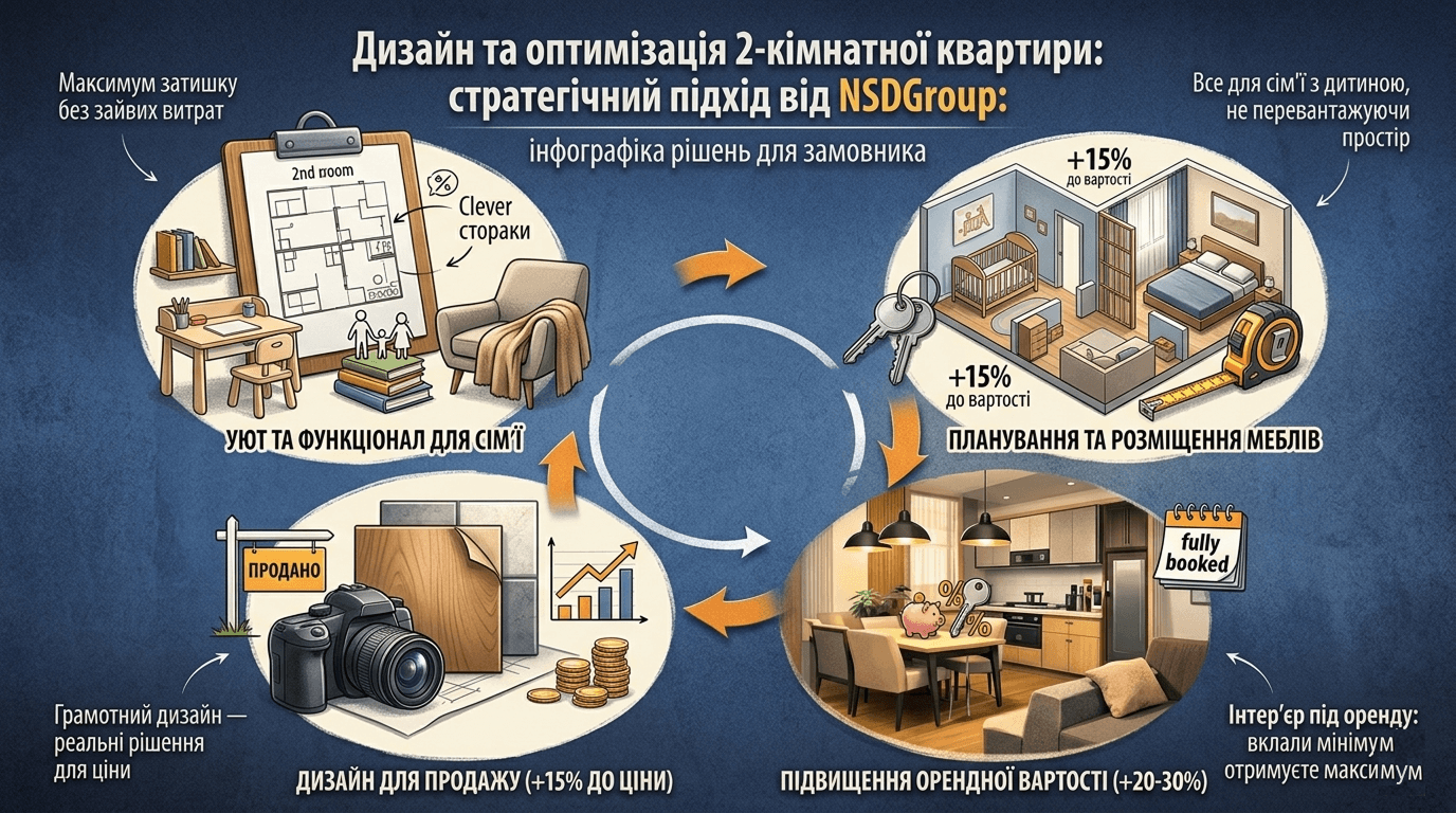 Дизайн 2 кімнатної квартири