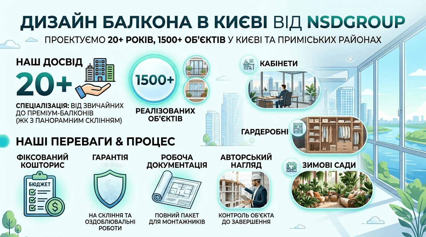 Дизайн балкона у Києві 
