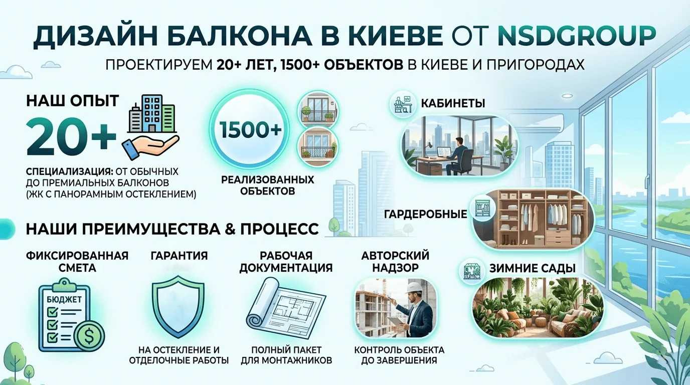 Дизайн балкона в Киеве