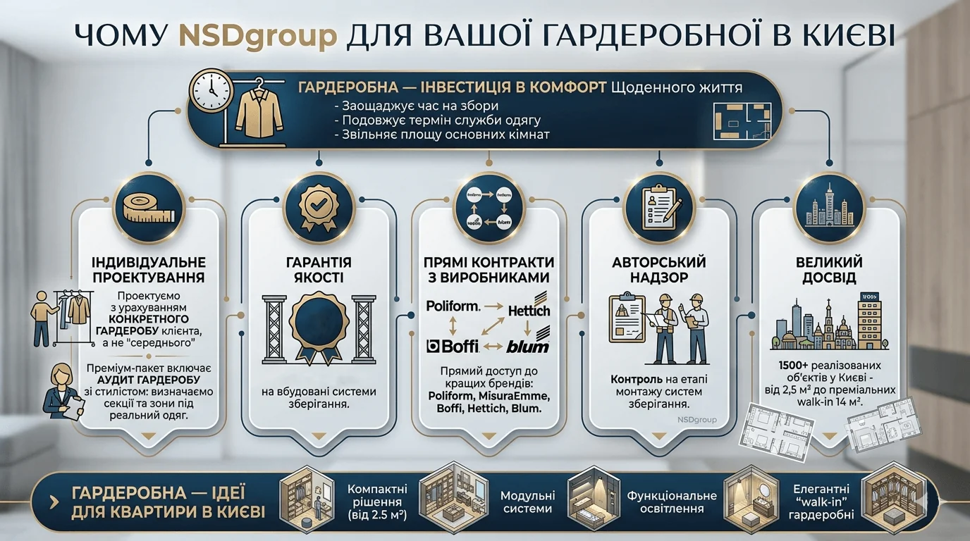 Дизайн гардеробної — ідеї для квартири в Києві 