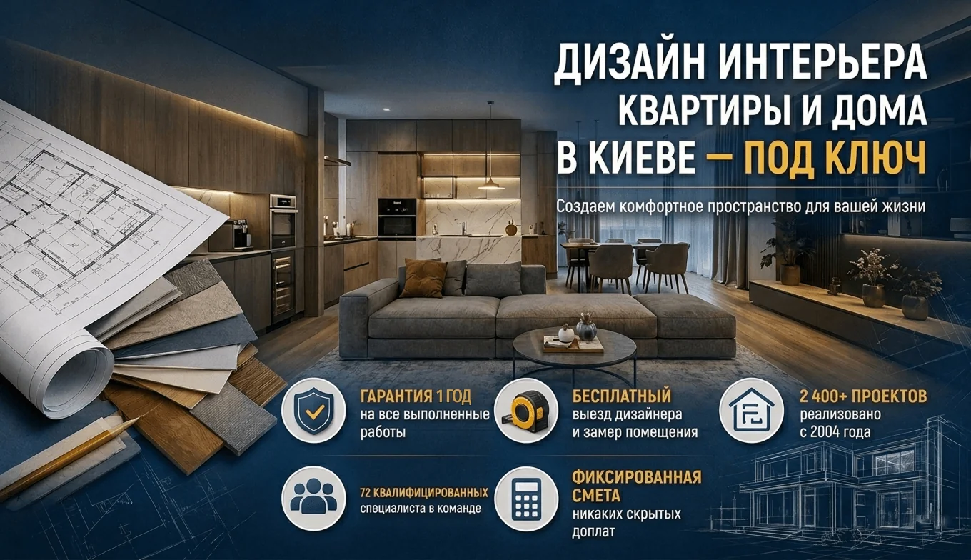 Дизайн интерьера квартиры и дома в Киеве под ключ с гарантией 