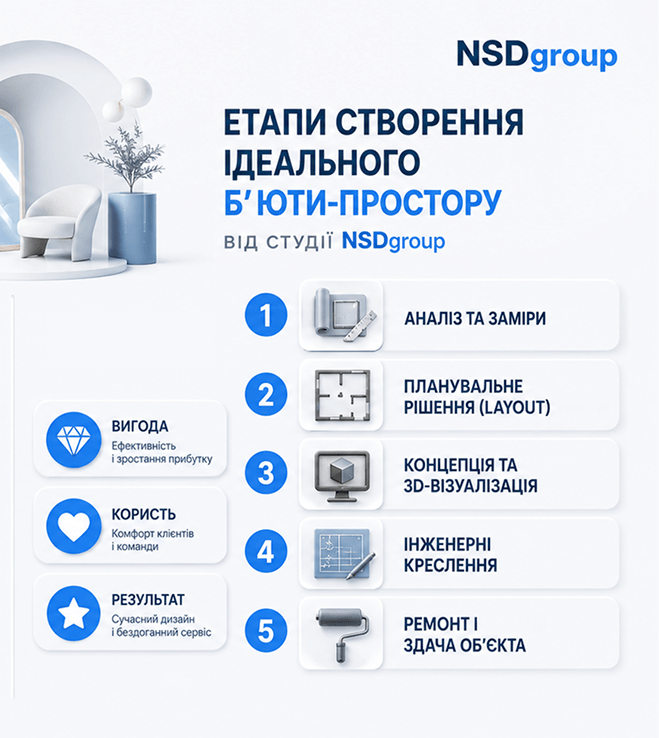Дизайн інтер'єру магазину косметики