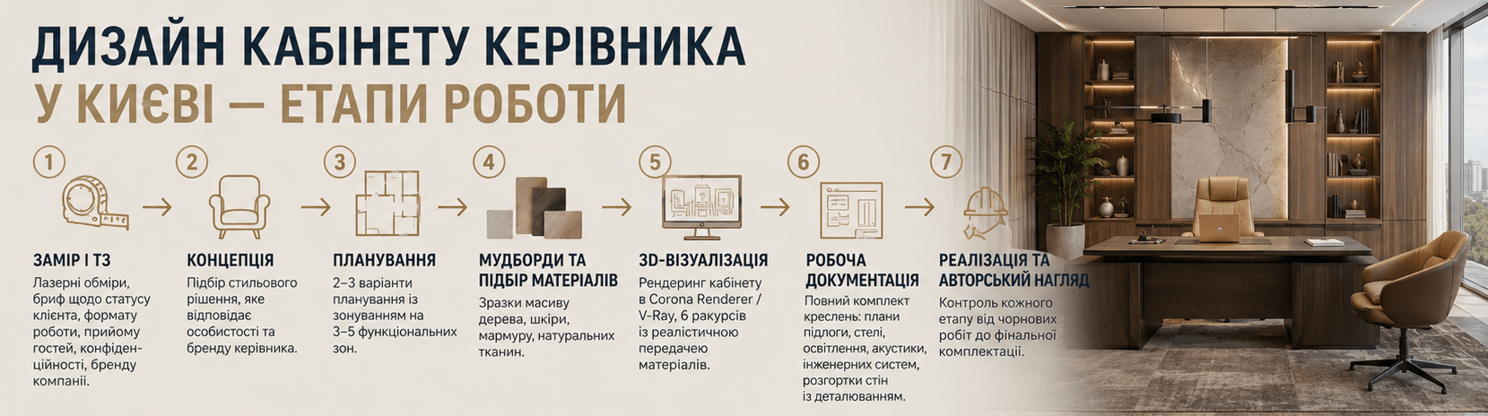 Дизайн кабінету керівника у Києві 