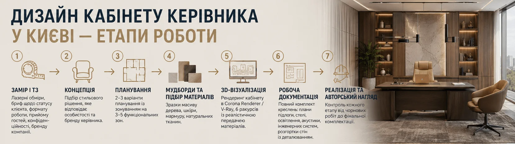 Дизайн кабінету керівника у Києві