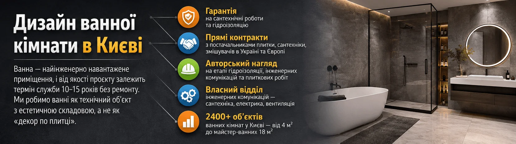 Дизайн ванної кімнати у Києві
