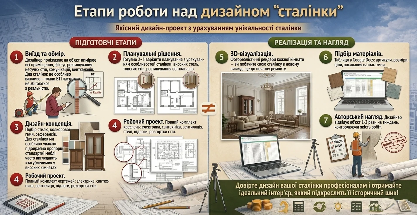 Етапи роботи над дизайном у сталінці