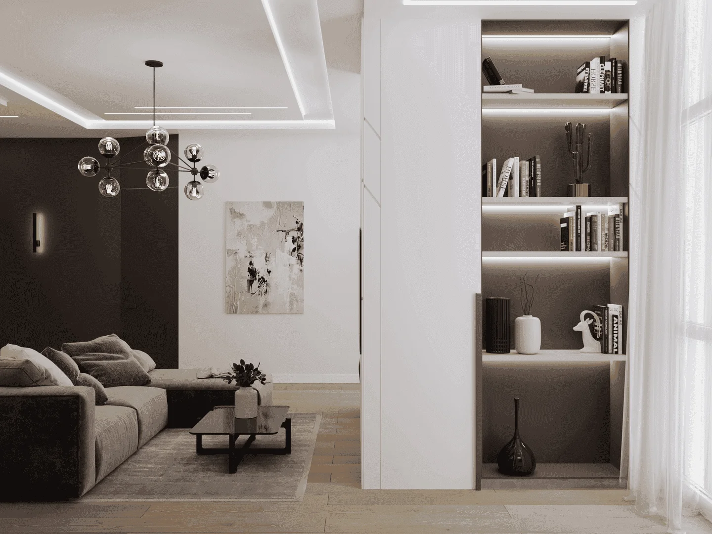Дизайн в стиле модерн ЖК Парк Стоун 2-комн. квартира, 88 м²