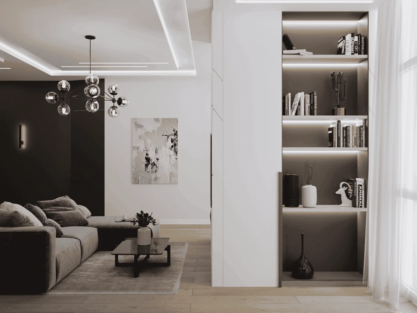 Дизайн в стиле модерн ЖК Парк Стоун 2-комн. квартира, 88 м²