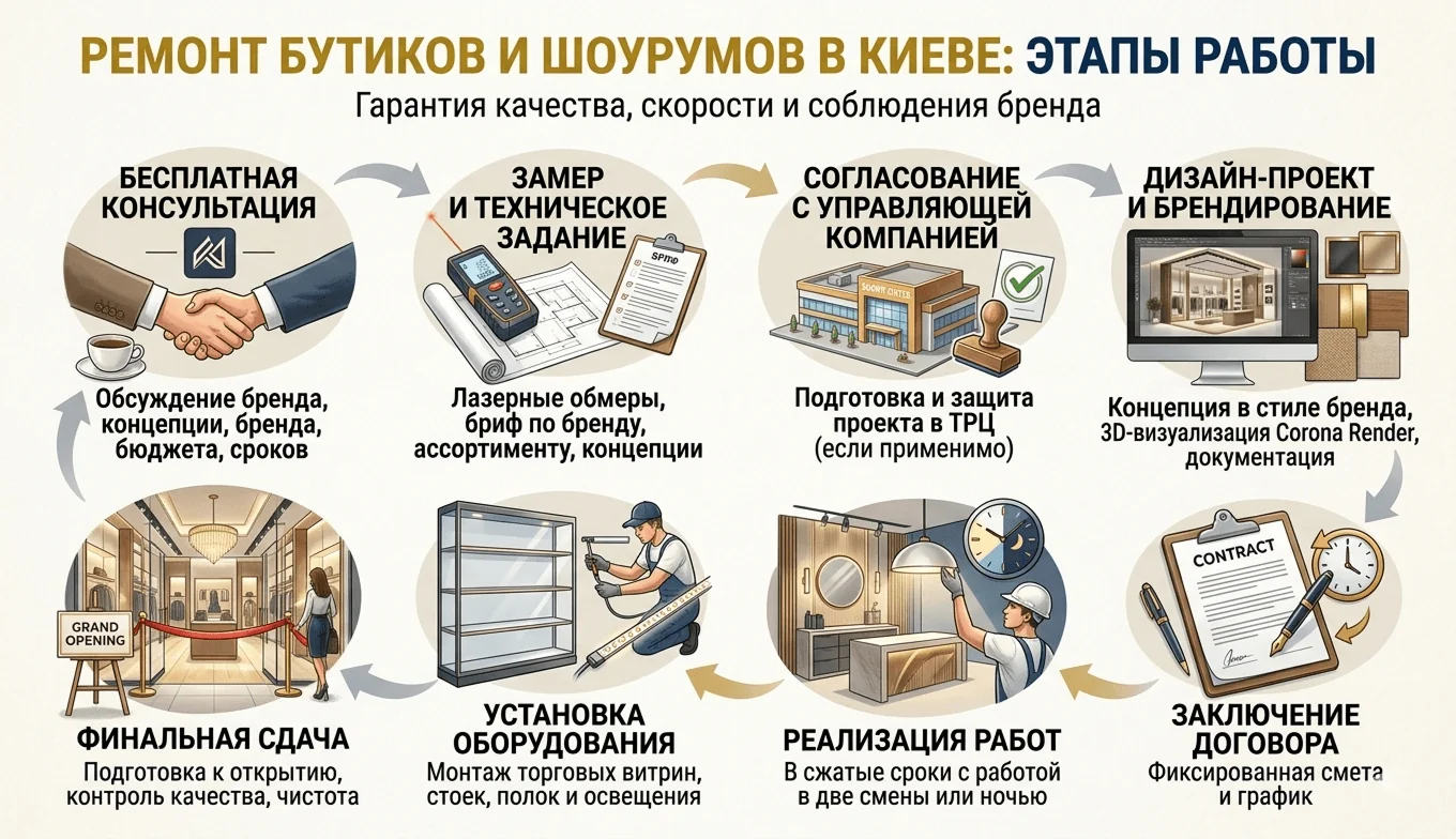 Ремонт бутиков и шоурумов в Киеве 