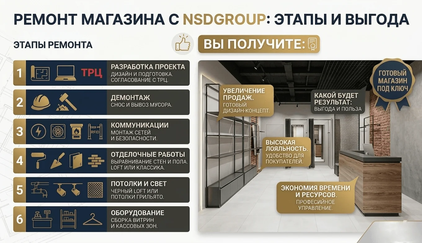 Ремонт магазинов в Киеве