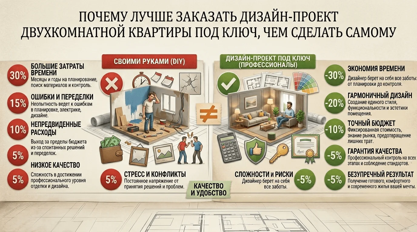 Заказать дизайн-проект двухкомнатной квартиры