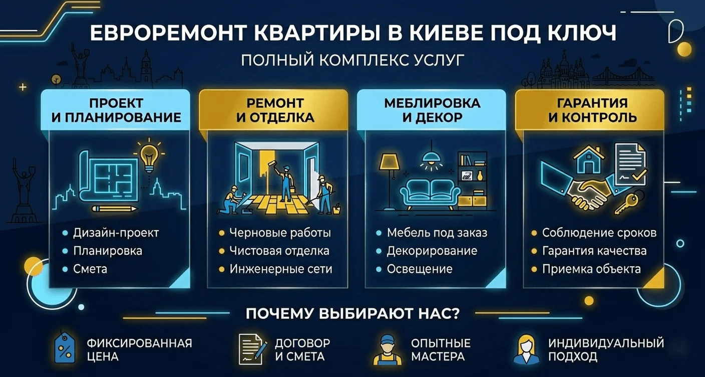 Евроремонт квартир в Киеве под ключ