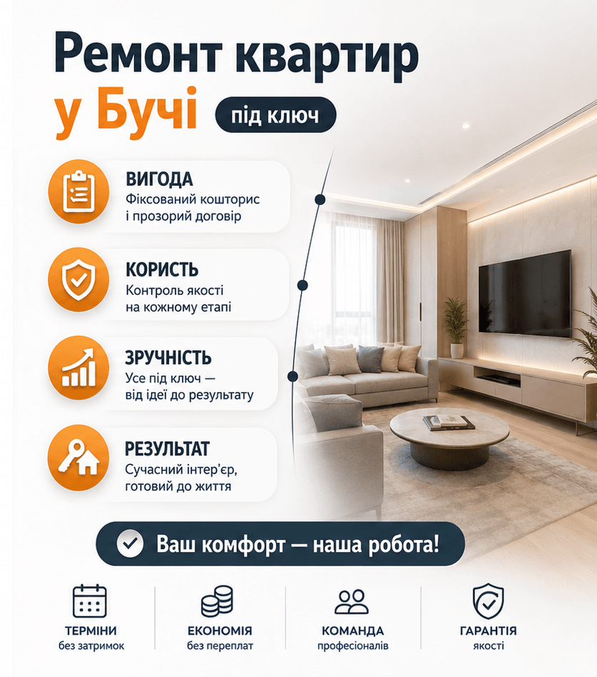 Ремонт квартир у Бучі під ключ 