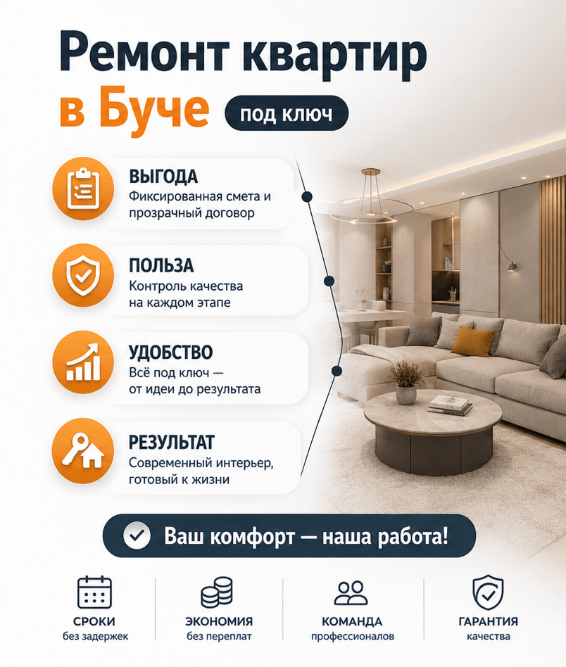 Ремонт квартир в Буче под ключ