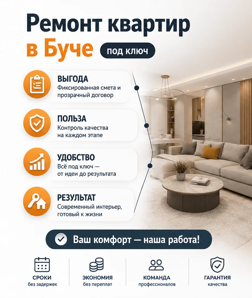 Ремонт квартир в Буче под ключ