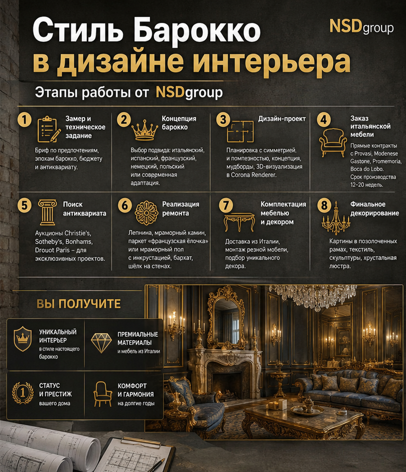 Стиль Барокко в дизайне интерьера