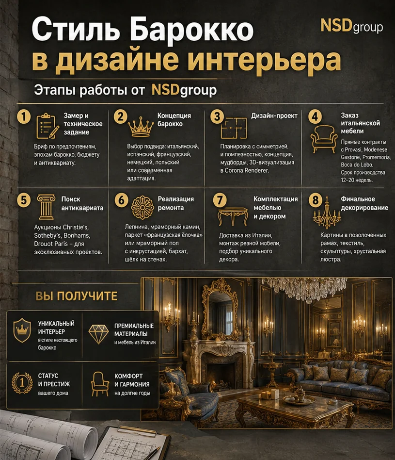 Стиль Барокко в дизайне интерьера
