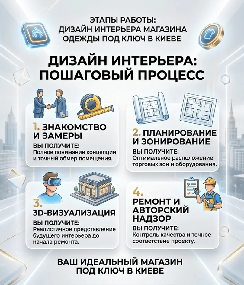 Дизайн интерьера магазина одежды под ключ в Киеве 