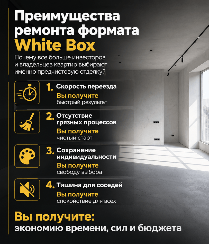Ремонт White Box (Предчистовая отделка) квартир