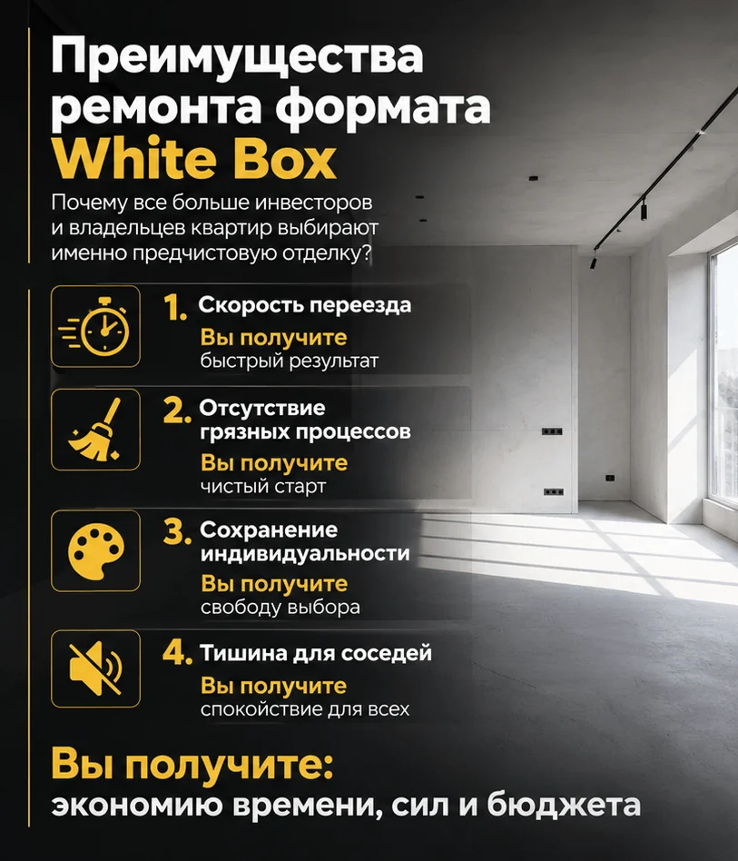 Ремонт White Box (Предчистовая отделка) квартир 