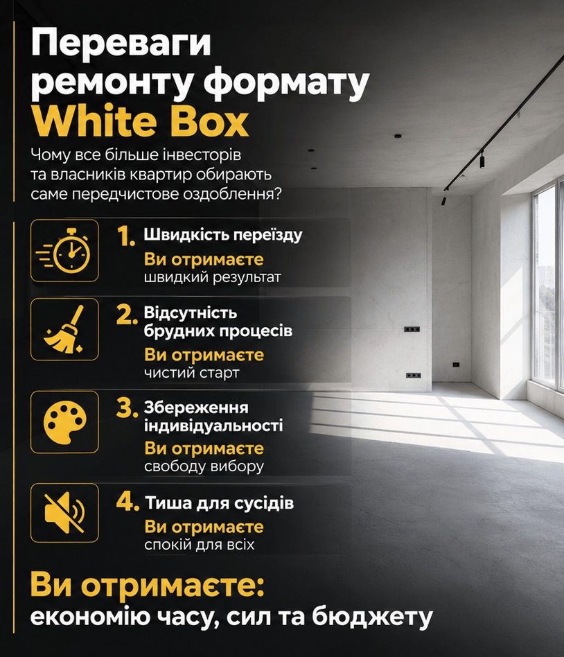 Рмонт White Box (Передчистове оздоблення) квартир у Києві 