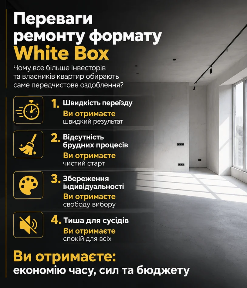 Рмонт White Box (Передчистове оздоблення) квартир у Києві 