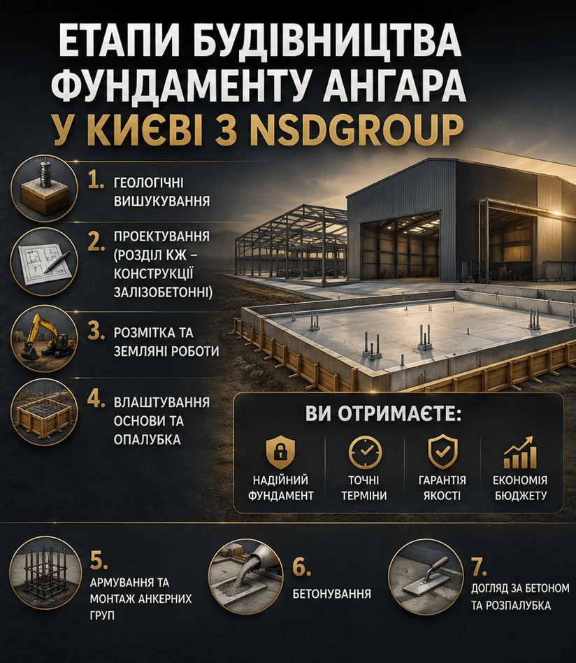 Будівництво фундаменту ангара в Києві