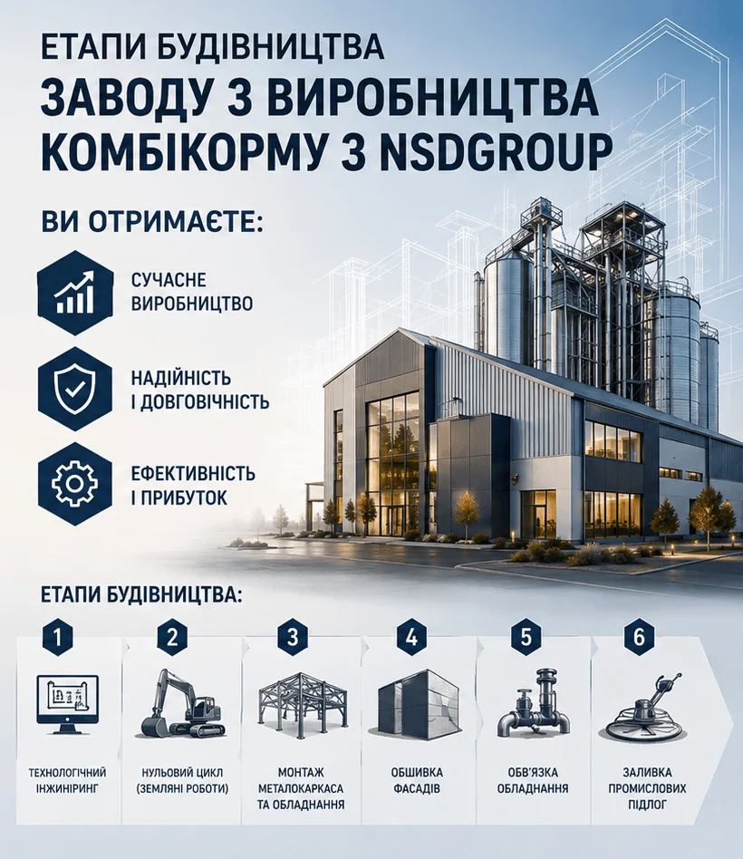 Будівництво заводу з виробництва комбікорму 
