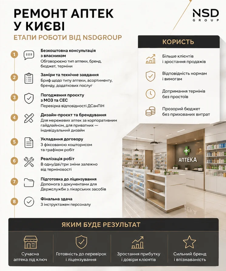Ремонт аптек у Києві 