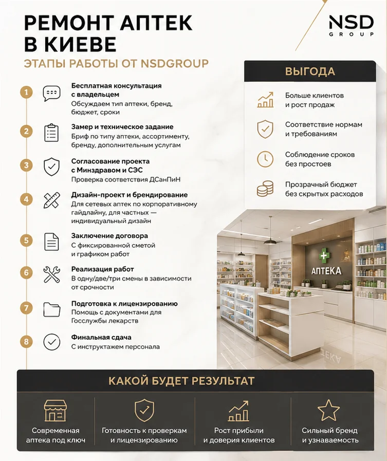 Ремонт аптек в Киеве