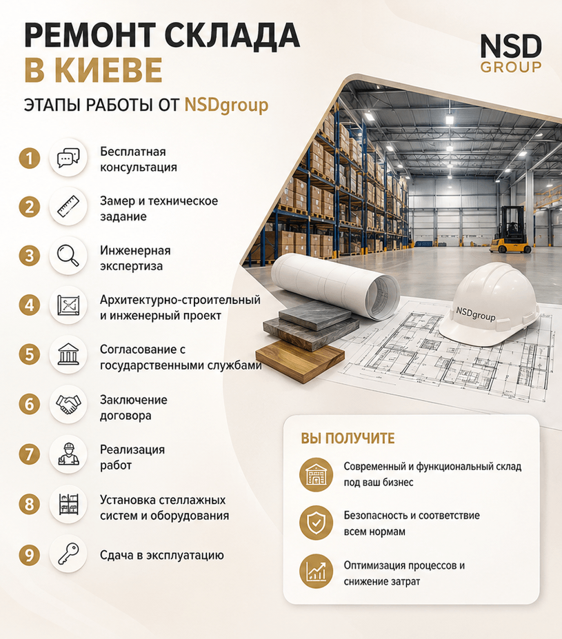 Ремонт склада в Киеве