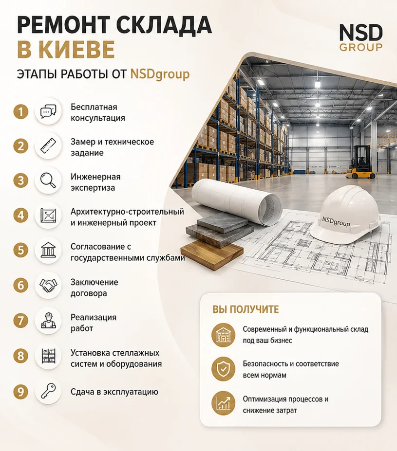 Ремонт склада в Киеве 