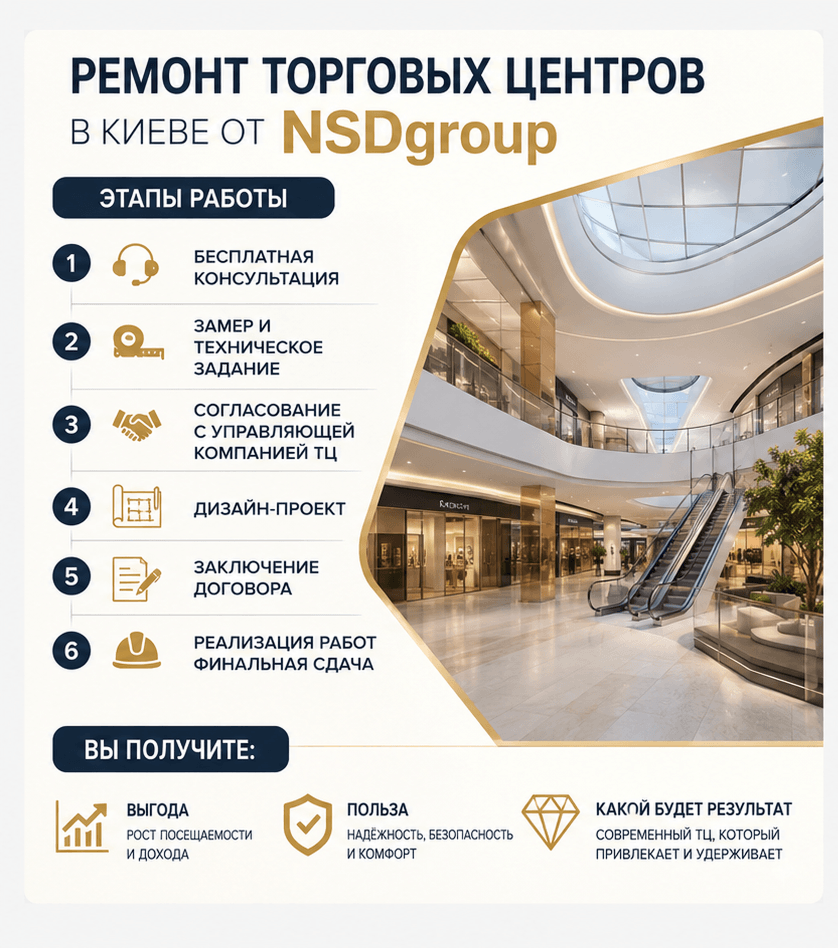 Ремонт торговых центров в Киеве