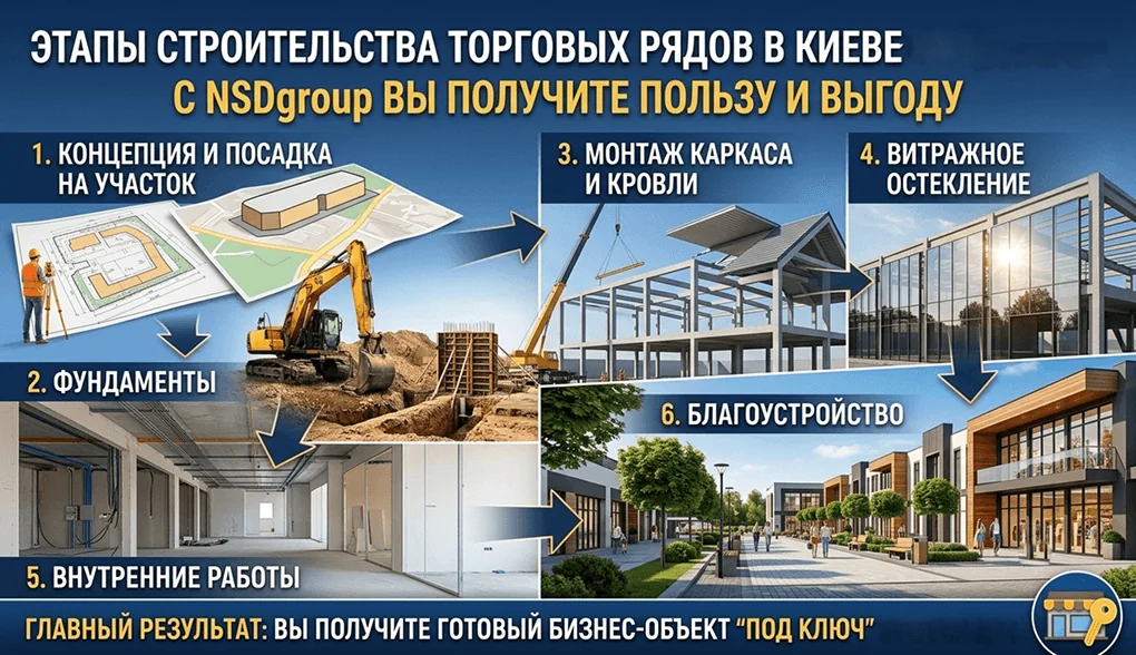 Строительство торговых рядов в Киеве 