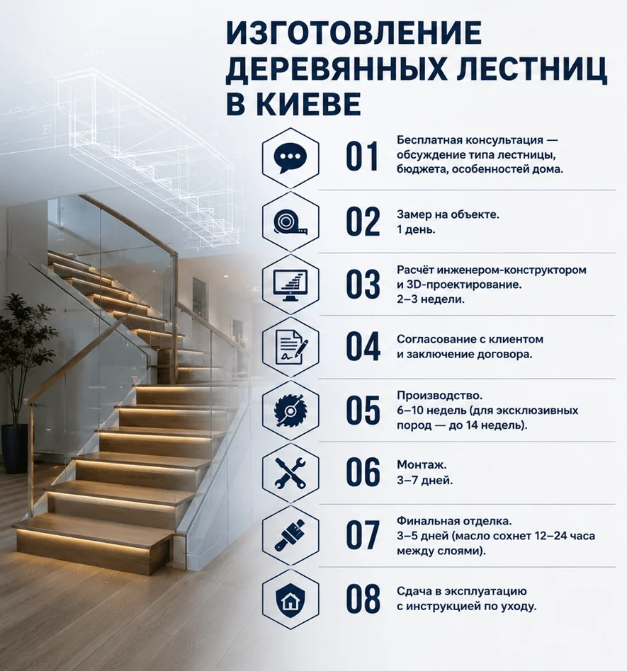 Изготовление деревянных лестниц в Киеве 