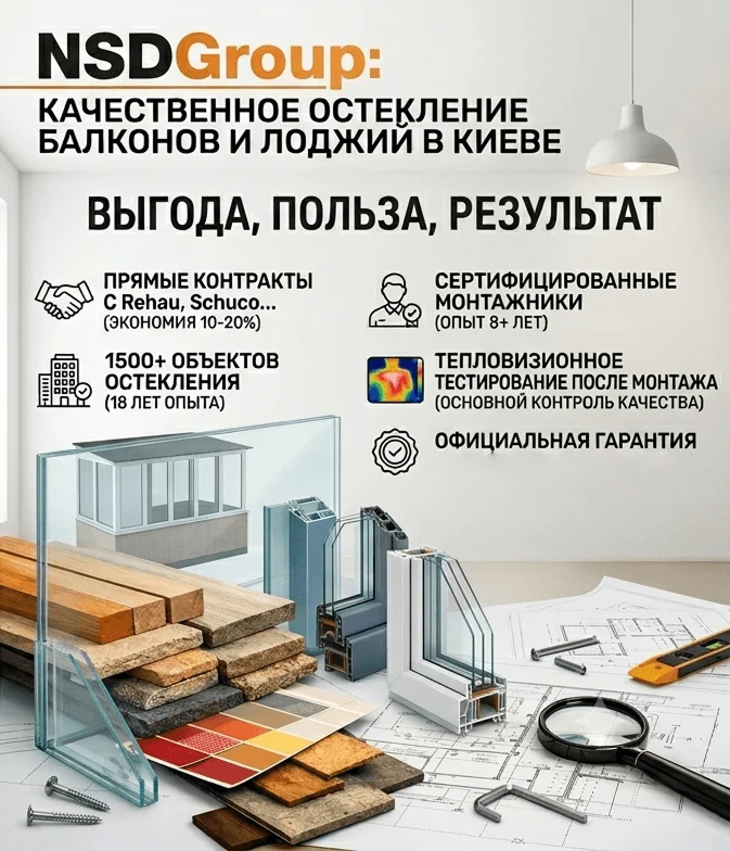 Остекление балкона и лоджии в Киеве 
