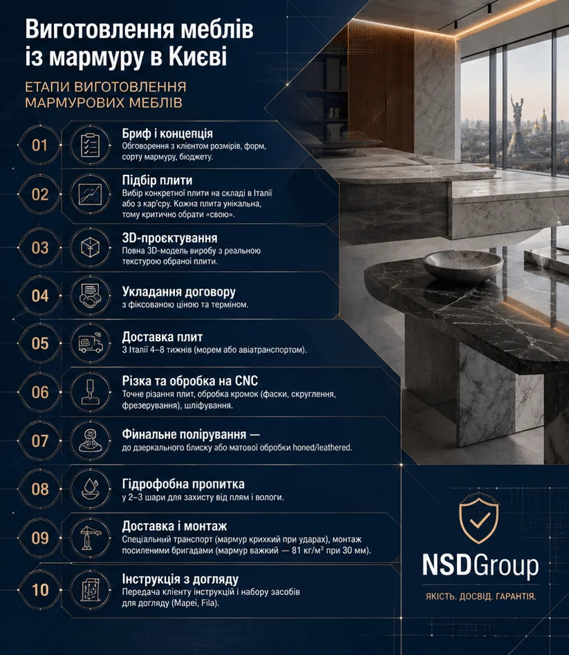 Виготовлення меблів з мармуру у Києві