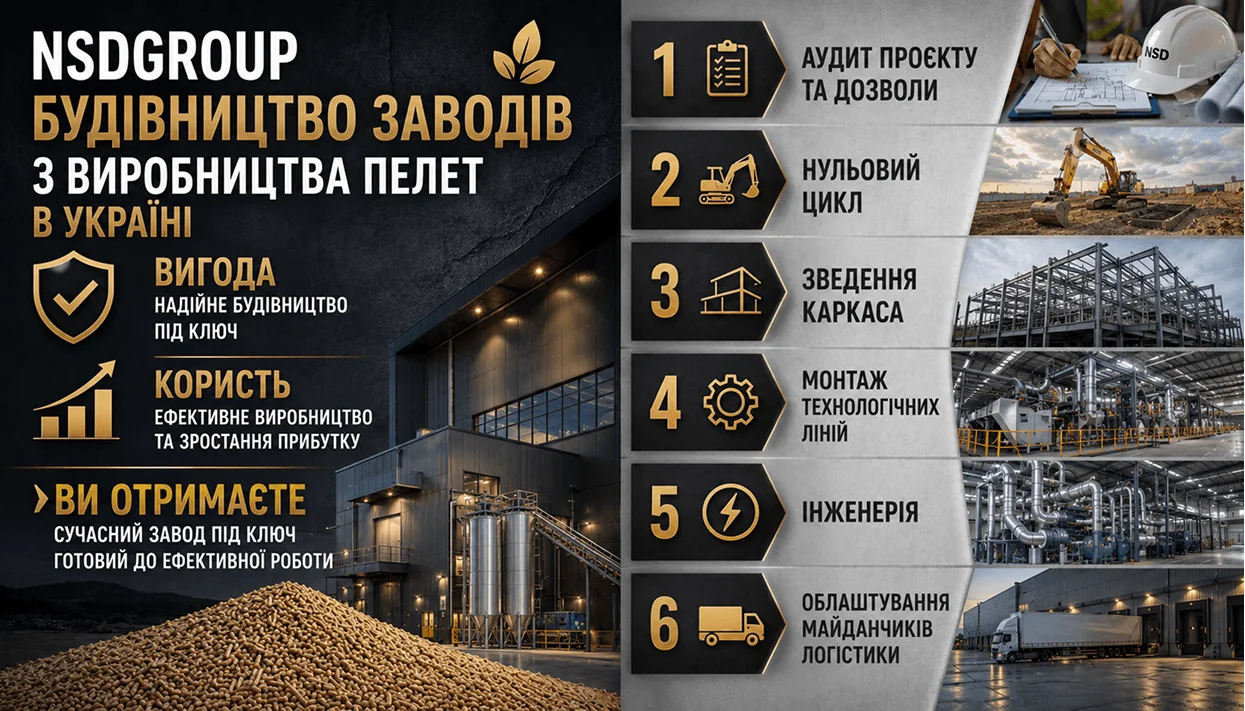 Будівництво заводів з виробництва пелет 