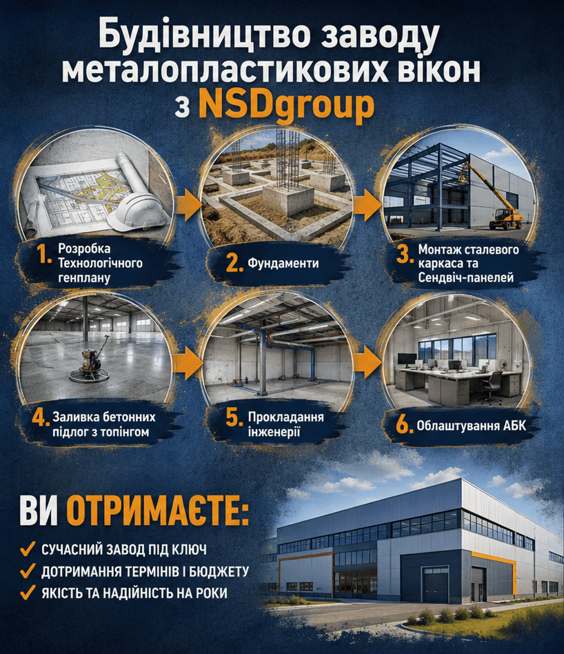 Будівництво заводу металопластикових вікон 