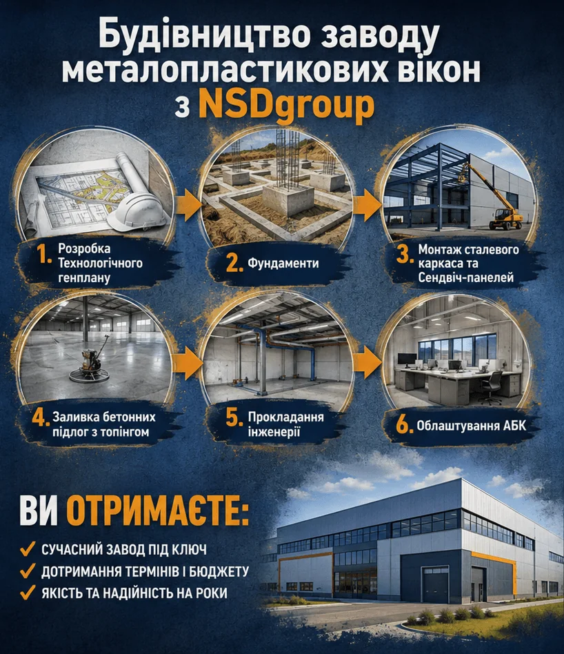 Будівництво заводу металопластикових вікон 