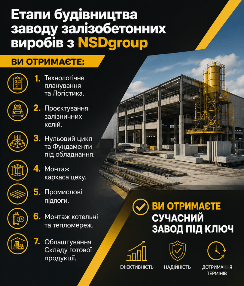 Будівництво заводу залізобетонних виробів 