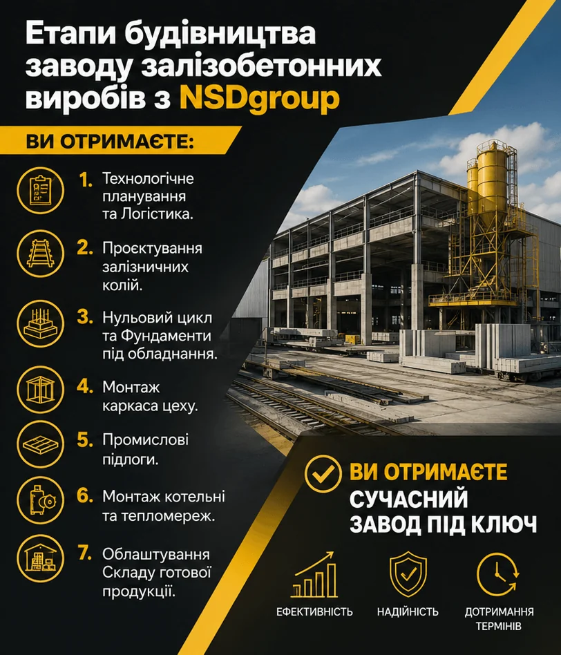 Будівництво заводу залізобетонних виробів 