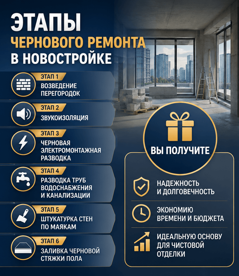 Черновой ремонт в новостройке