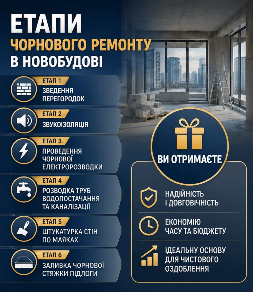 Чорновий ремонт у новобудові 